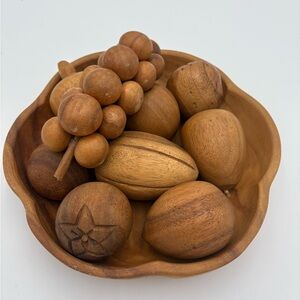 MCM Monkey Pod fruit and bowl set